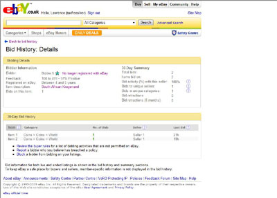 eBay Item Number 170346979213 Buyer 5 No longer Registered with eBay